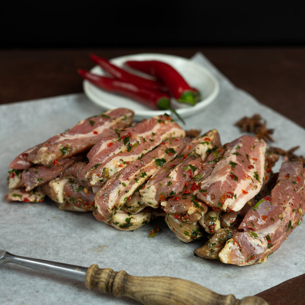Pork Belly Strips ( Marinated)
